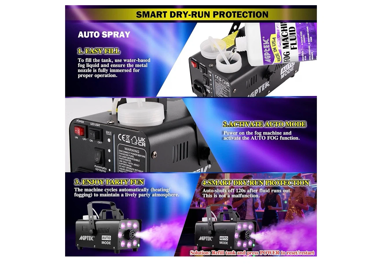 AGPTEK Fog Machine with 12 Colors Light & 4 Modes - photo 5