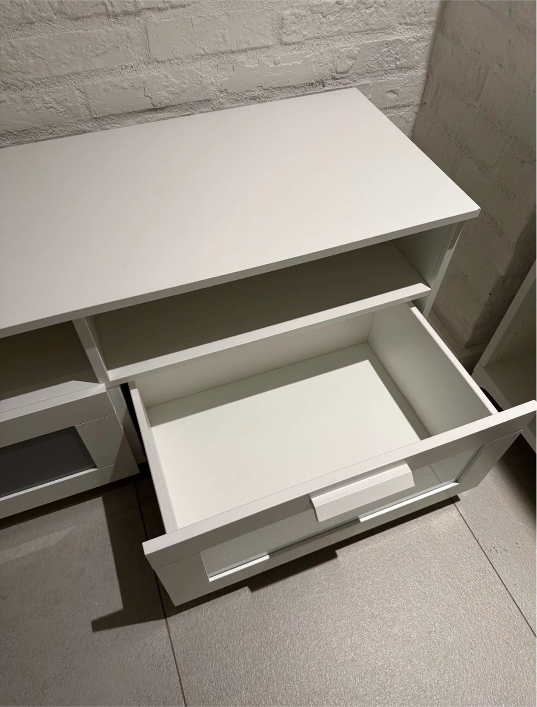 White TV Stand with Drawers and Shelves - photo 2