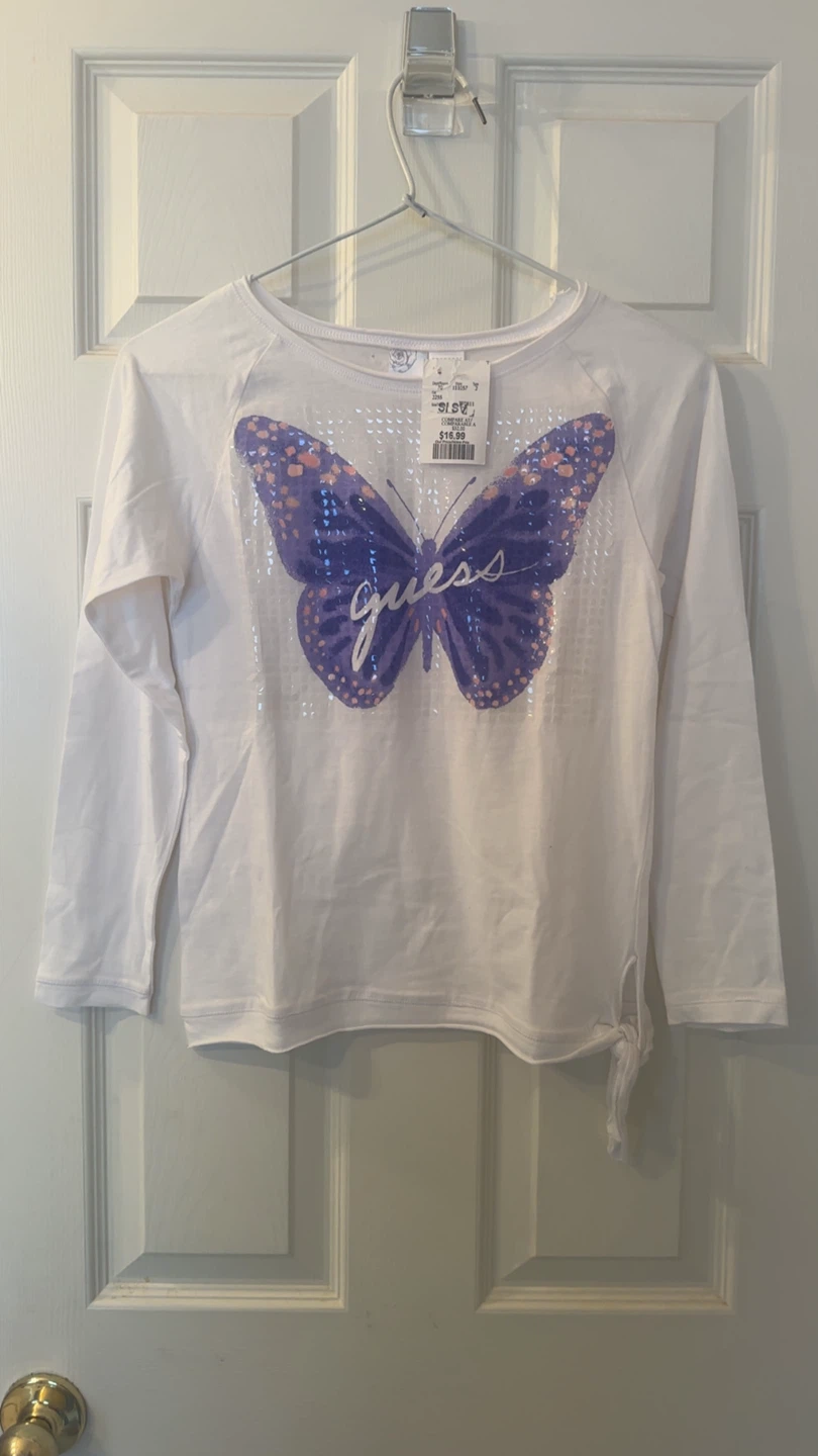 Guess kids Long Sleeve Butterfly Sequin T-Shirt