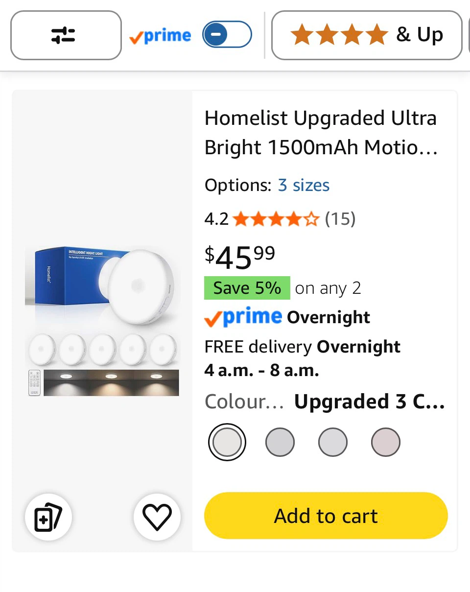 Homelist Ultra Bright Motion Sensor Lights Indoor (6 Pack)