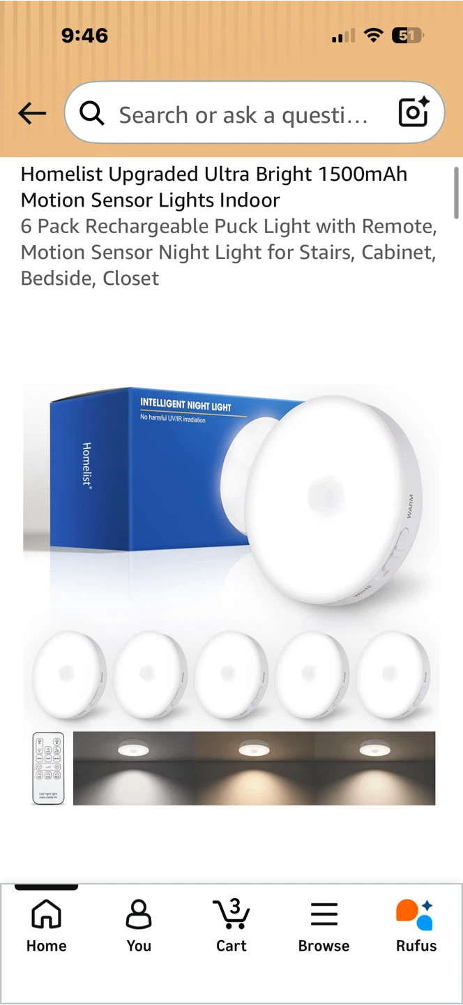 Homelist Ultra Bright Motion Sensor Lights Indoor (6 Pack) - photo 2