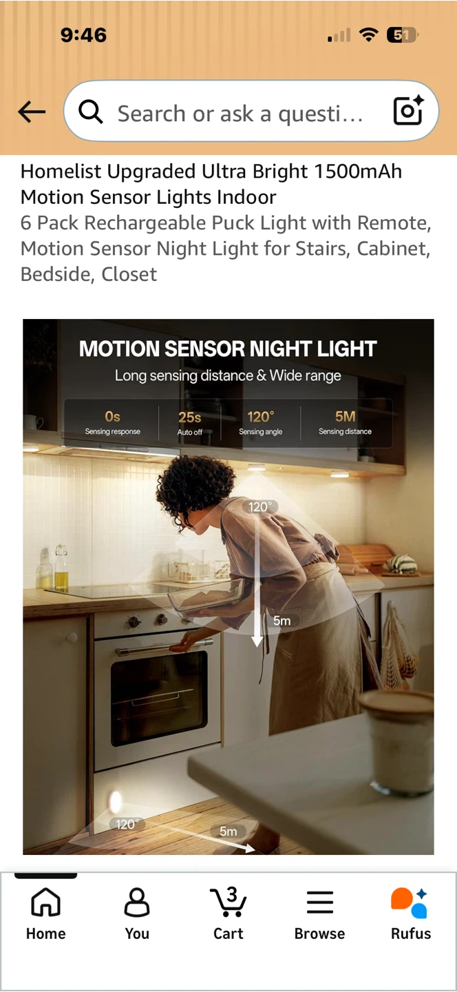 Homelist Ultra Bright Motion Sensor Lights Indoor (6 Pack) - photo 4
