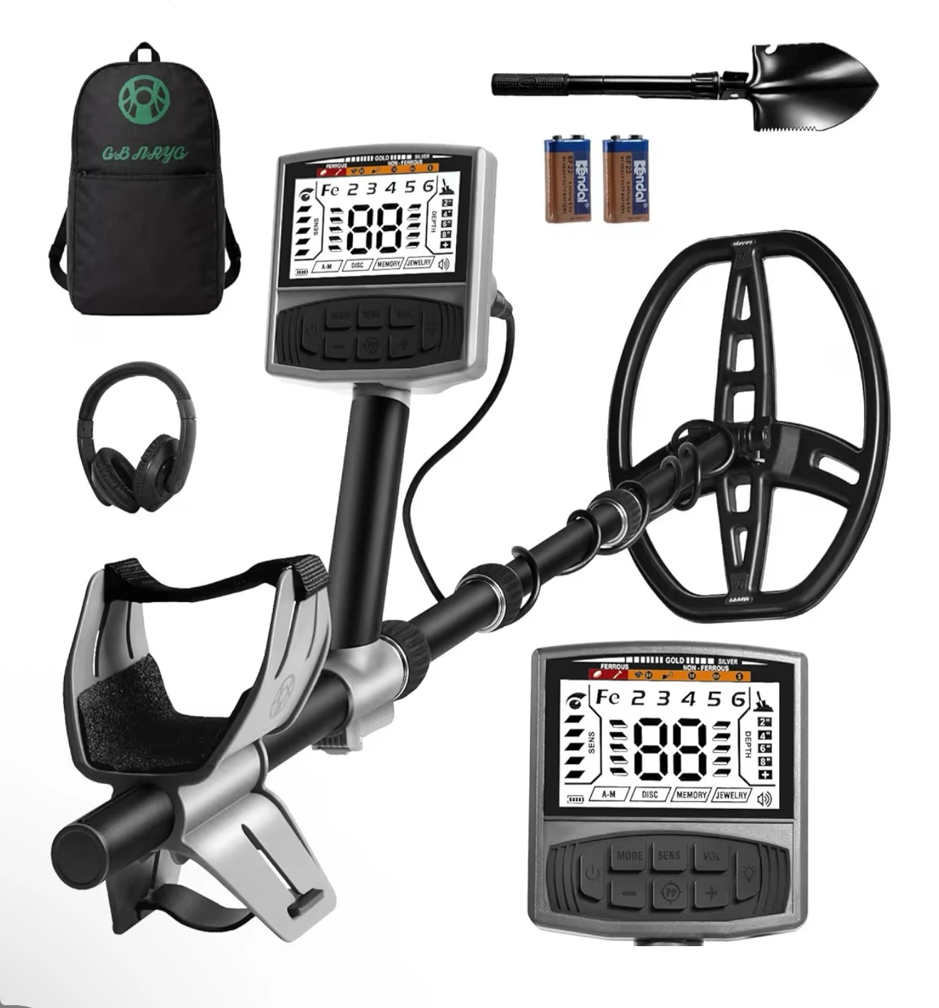 Metal Detector with Headphones, Shovel & Backpack