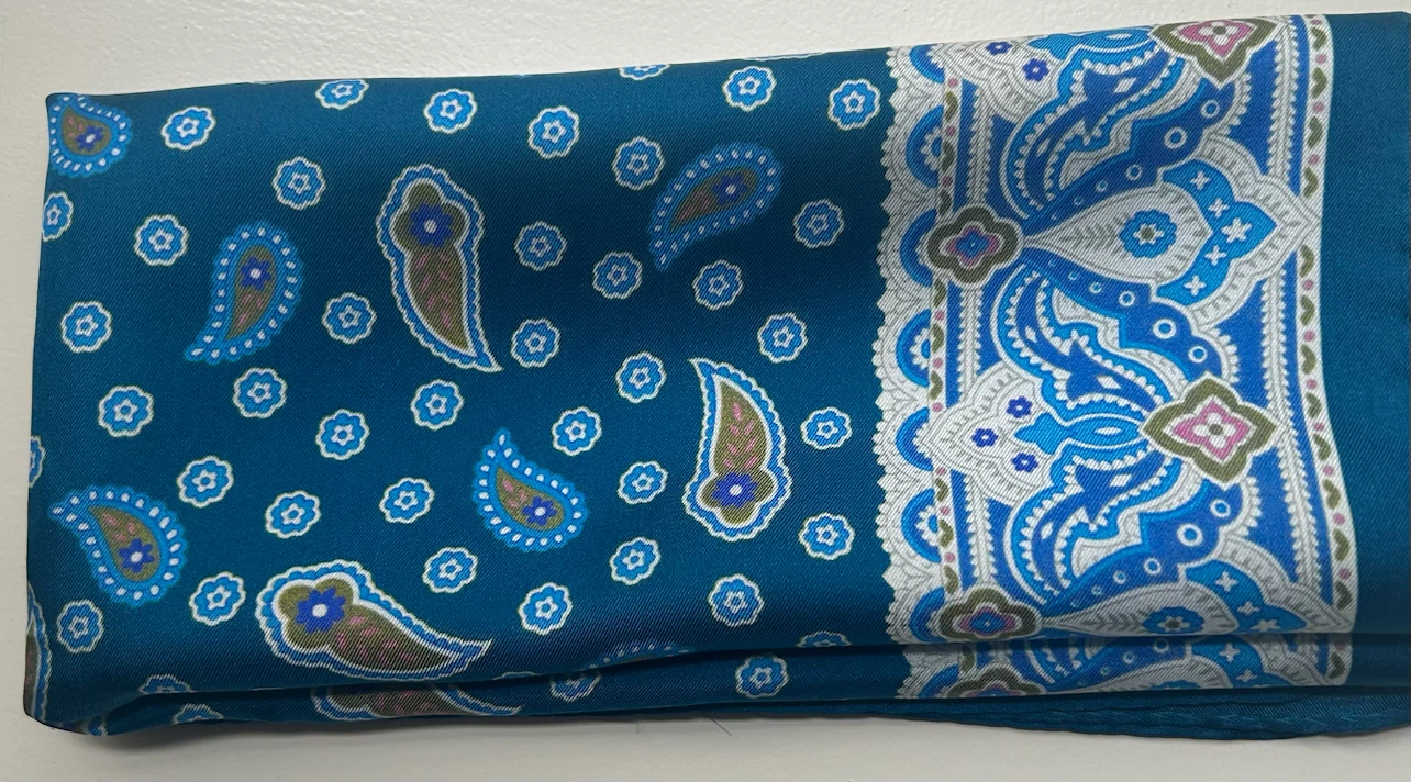 ETRO Silk Scarf - Blue Paisley Pattern Made In Italy. - photo 5