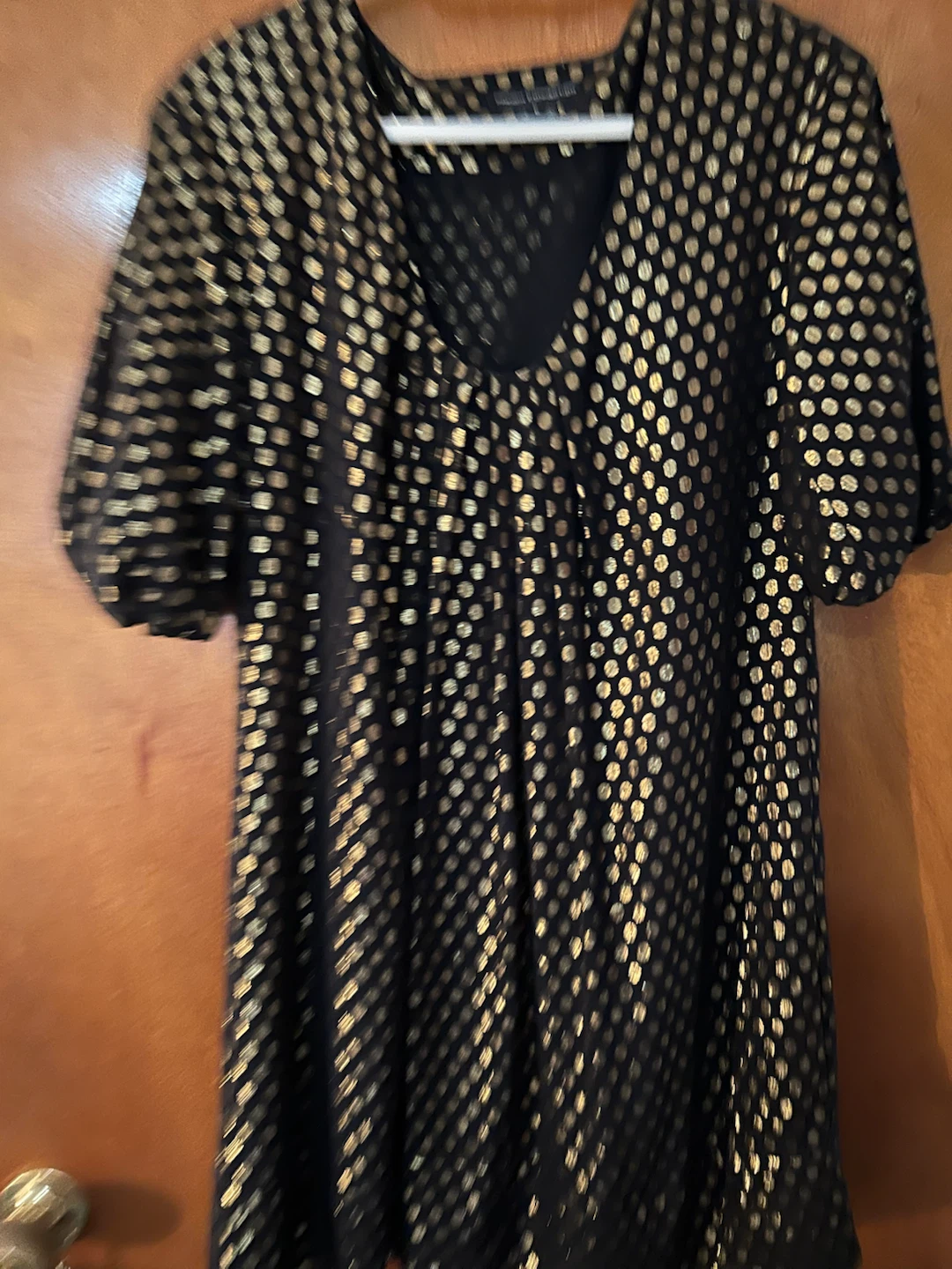 French Connection Black Gold Dot Dress Size 6