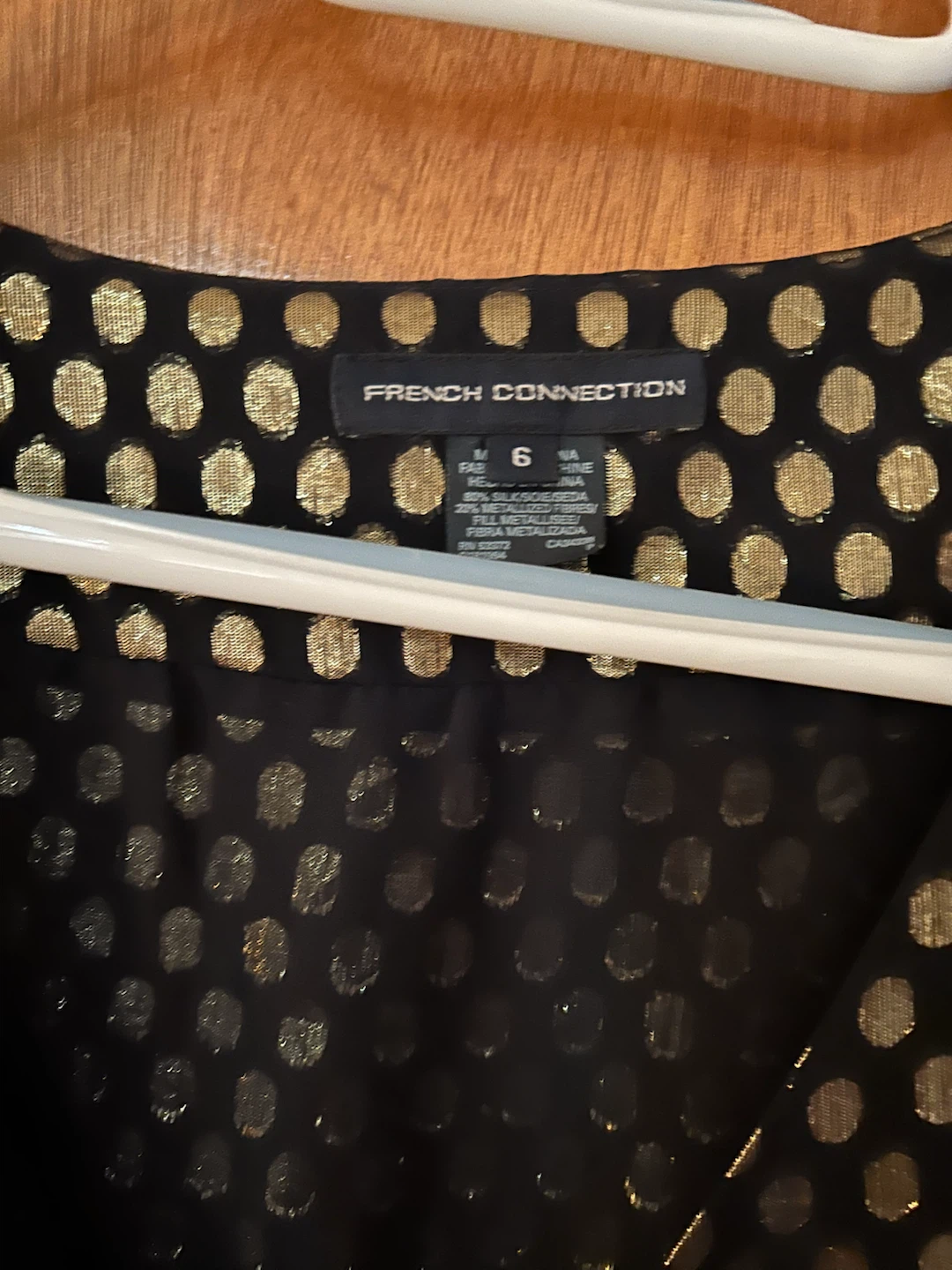 French Connection Black Gold Dot Dress Size 6 - photo 2