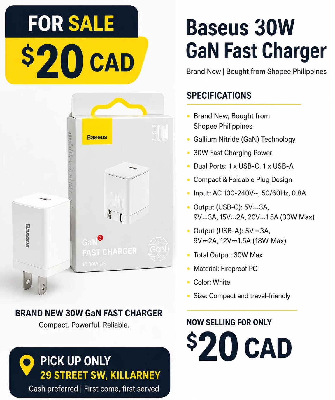 Baseus 30W GaN Fast Charger