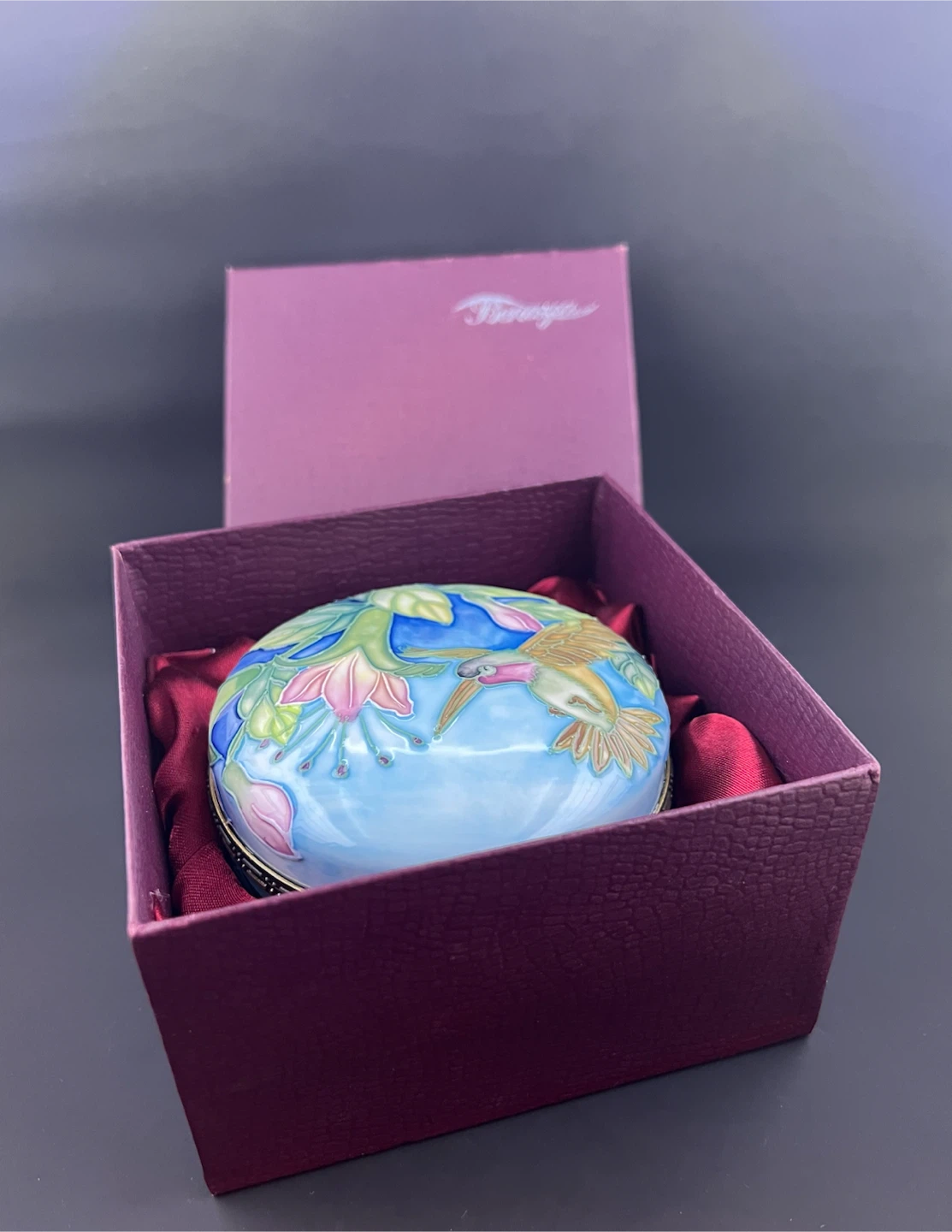 Benaya Artist-Signed Hummingbird Porcelain Trinket