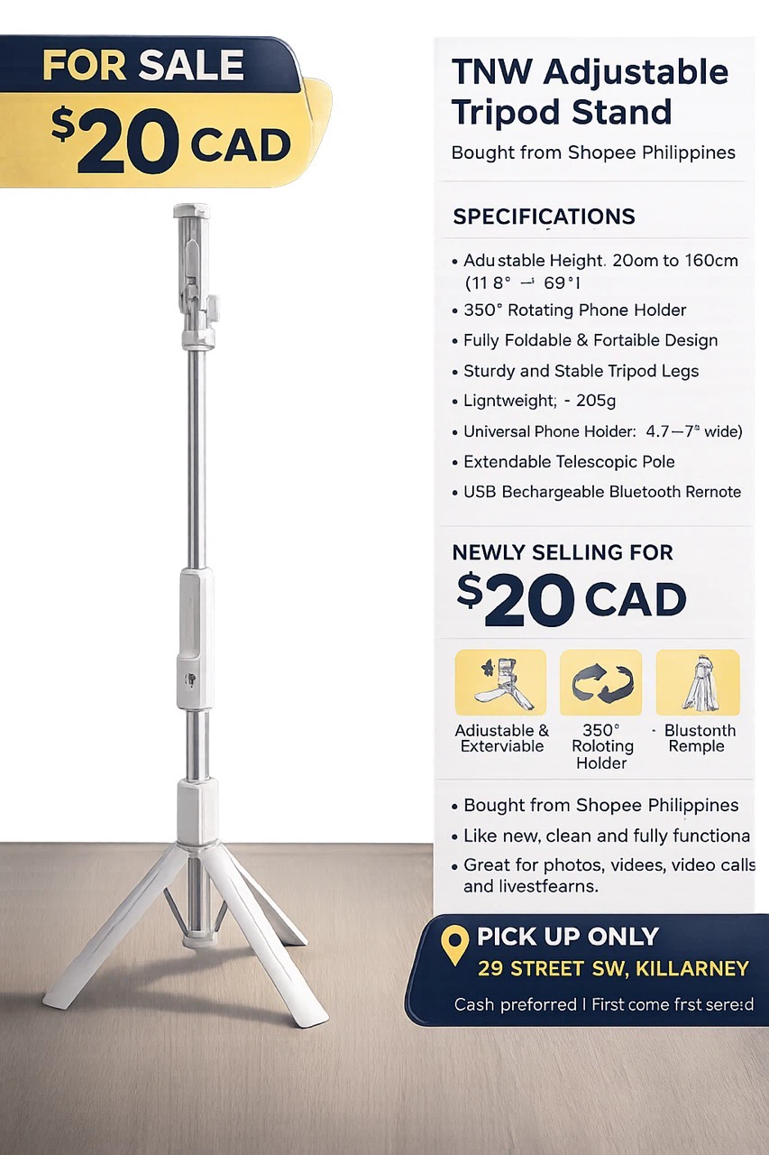 TNW Adjustable Tripod Stand with Bluetooth Remote