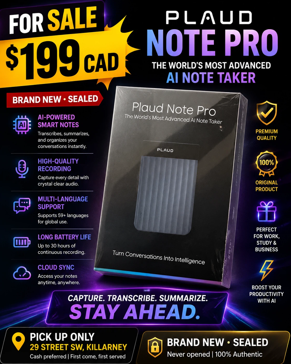 Plaud Note Pro AI Note Taker - Brand New & Sealed