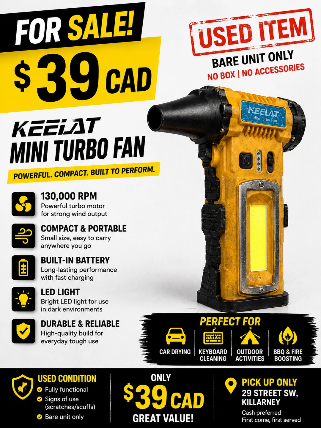 Keelat Mini Turbo Fan multi functional