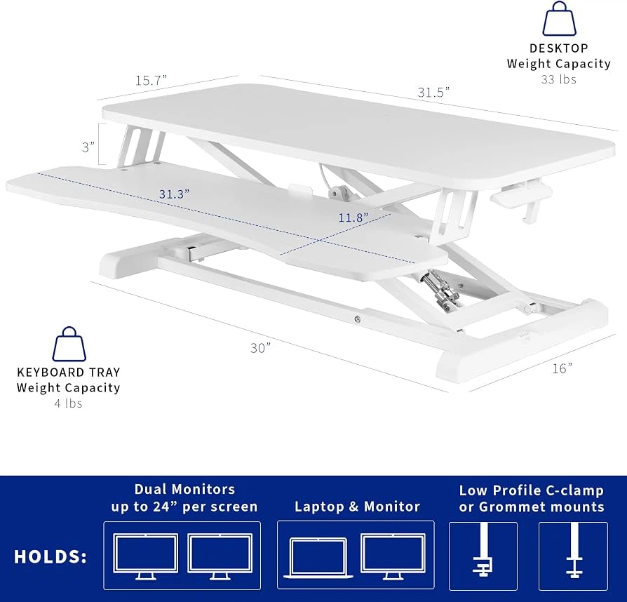VIVO White Standing Desk Converter - photo 3