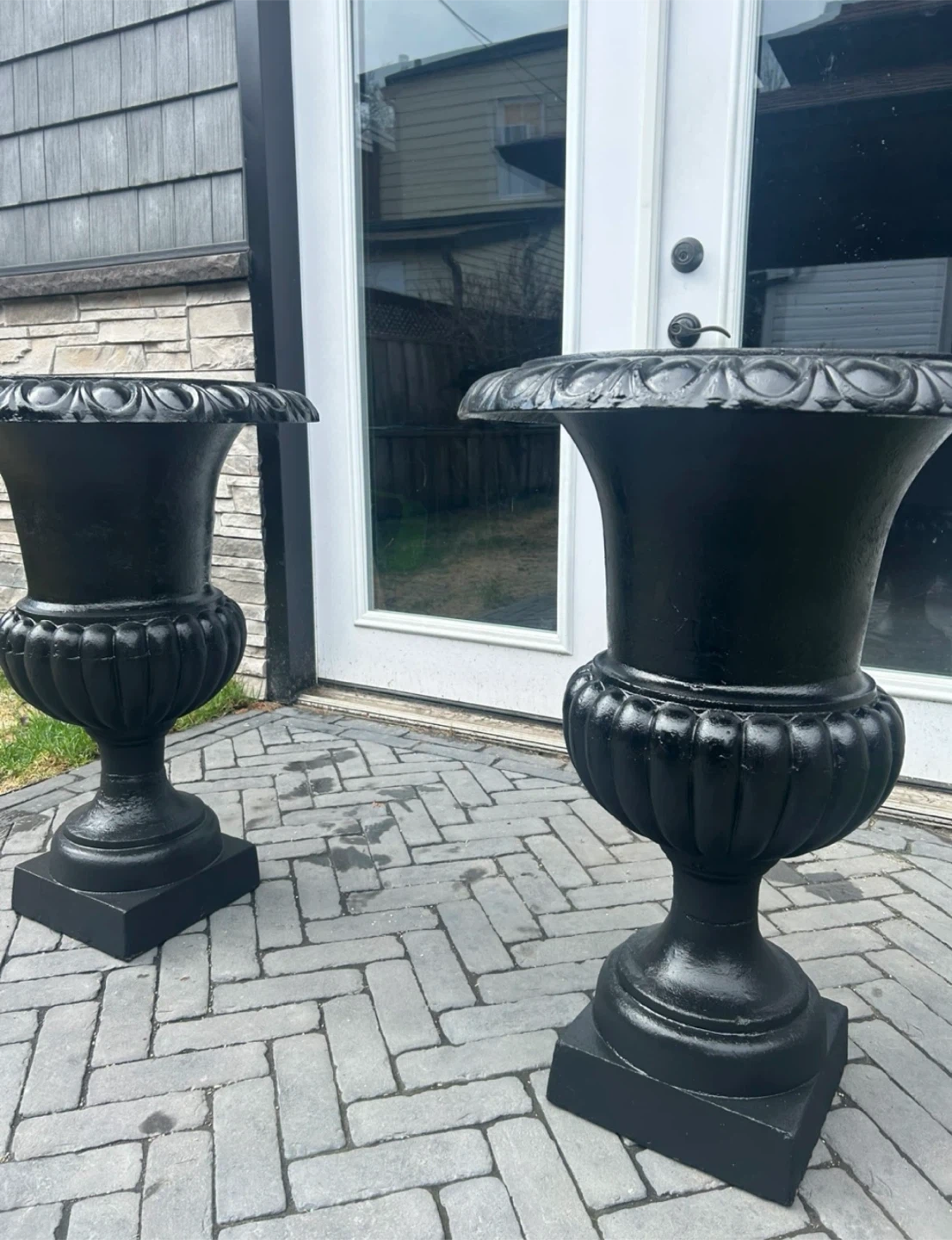TWO Antique Large Cast Iron Garden Urns/Planters - photo 2