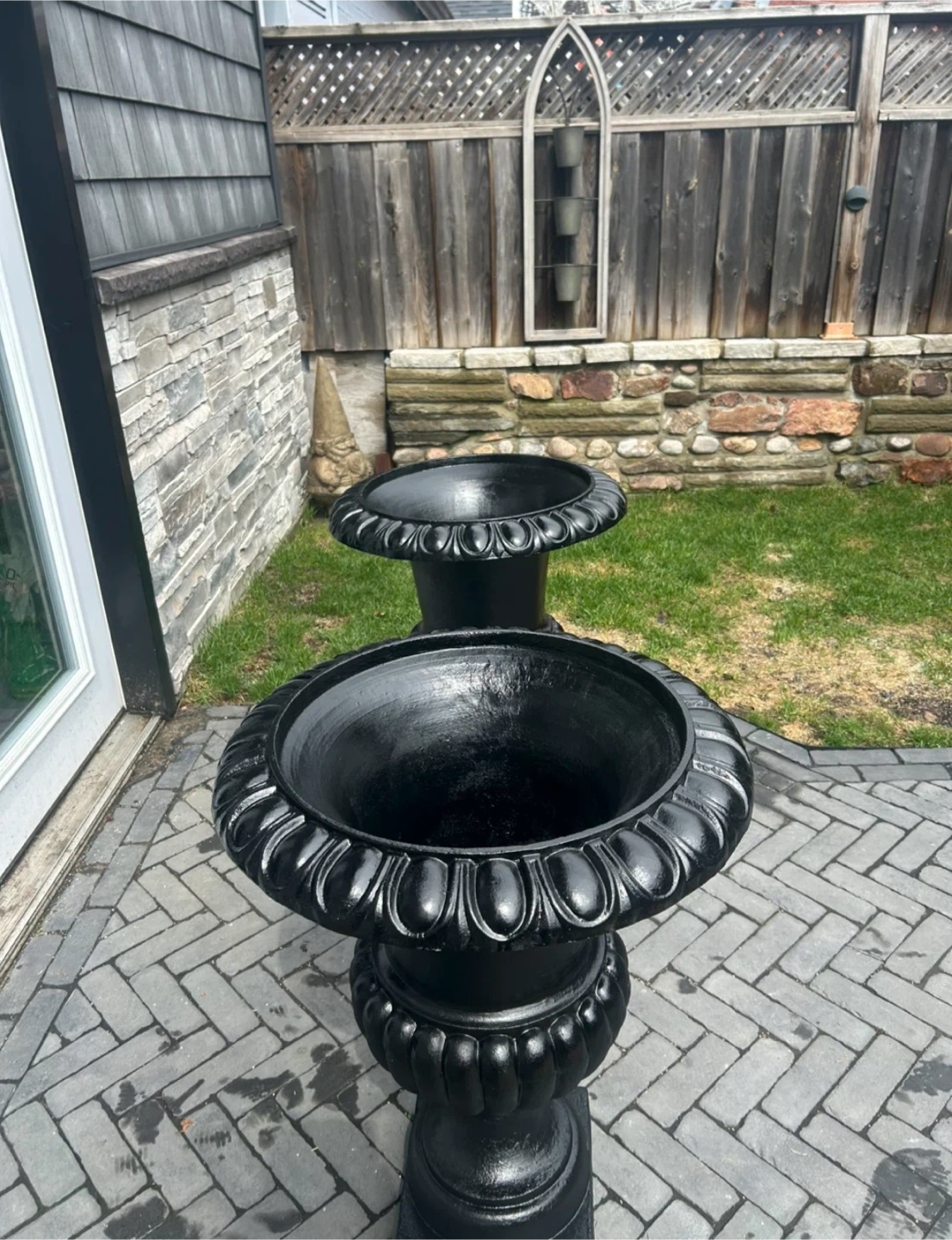 TWO Antique Large Cast Iron Garden Urns/Planters - photo 3