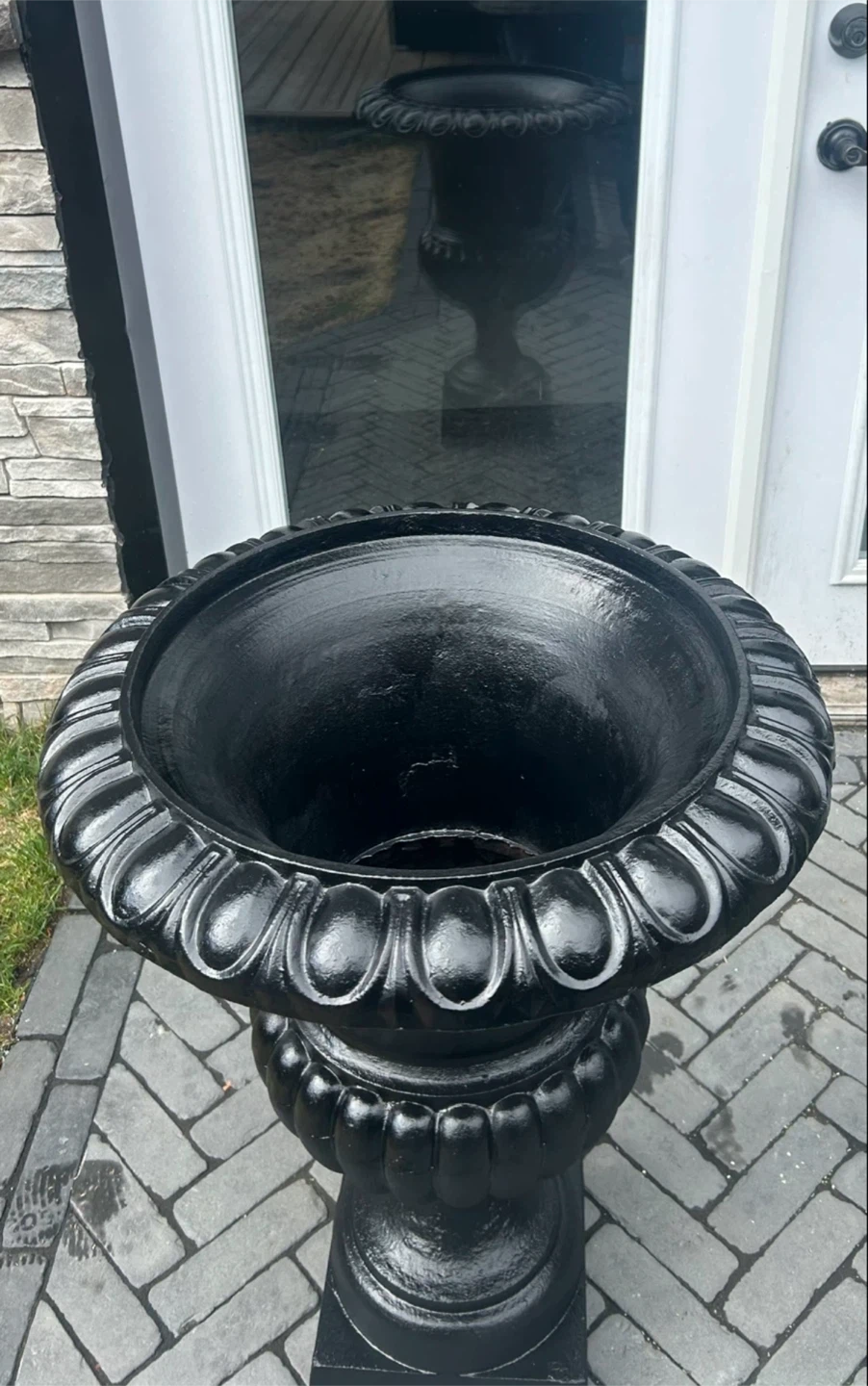 TWO Antique Large Cast Iron Garden Urns/Planters - photo 4