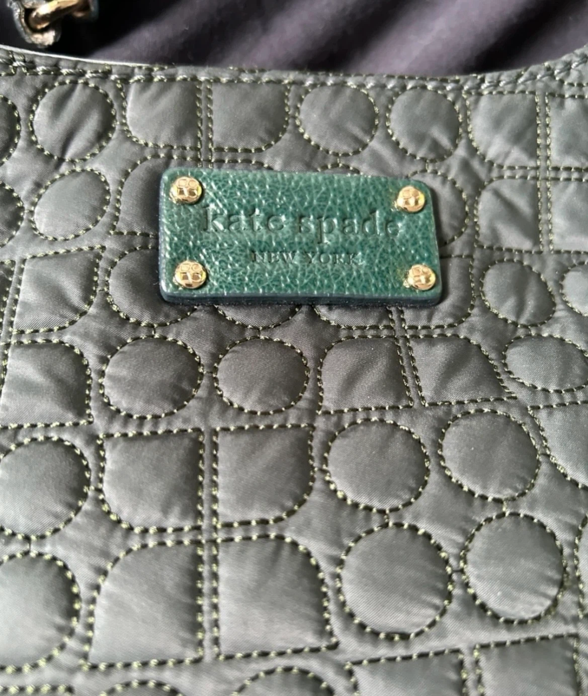 Kate Spade Quilted Nylon Shoulder Bag - Forest Green - photo 2