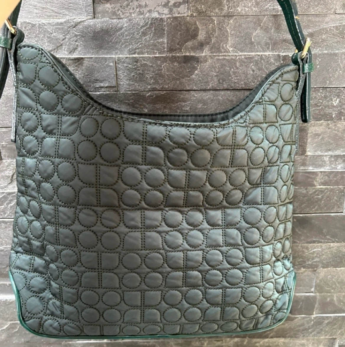 Kate Spade Quilted Nylon Shoulder Bag - Forest Green - photo 3
