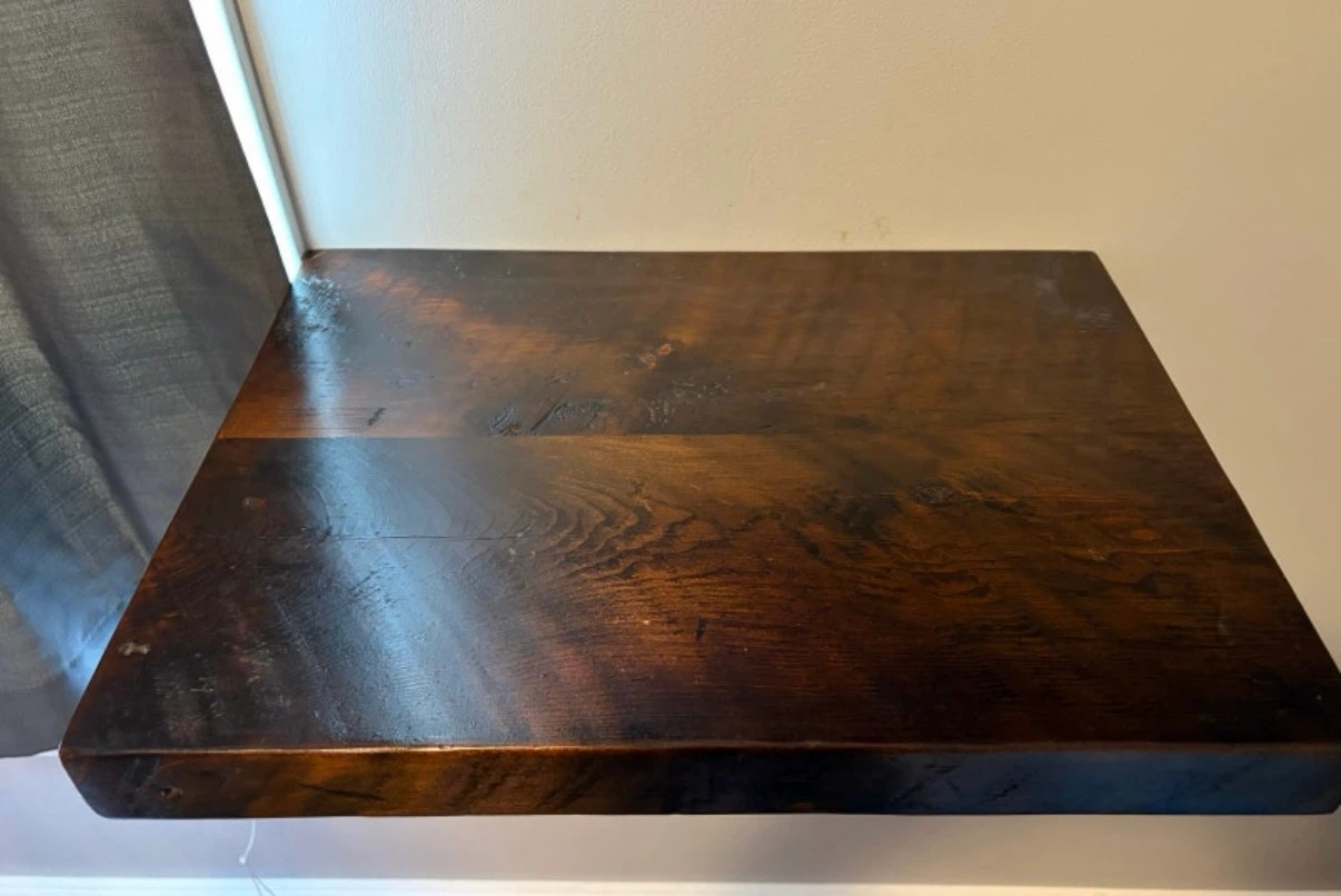 Industrial Wood Floating Shelf with Pipe Brackets - photo 4