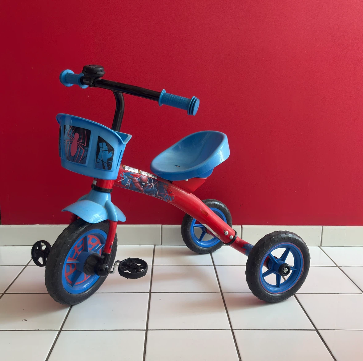 Red and Blue Spiderman Tricycle with Basket - photo 2