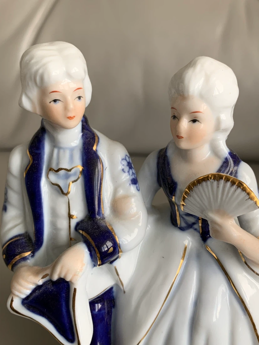 “ Vintage Porcelain Imported Dancing Couple W/ Musical Box “ !