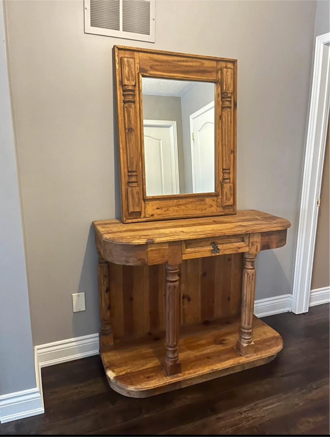 Wooden Console Table with Mirror