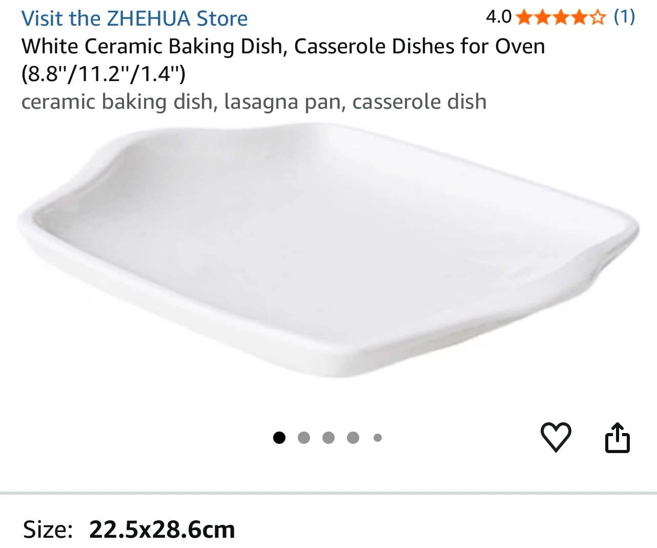 White Ceramic Baking Dish, Casserole Dishes for Oven - photo 2