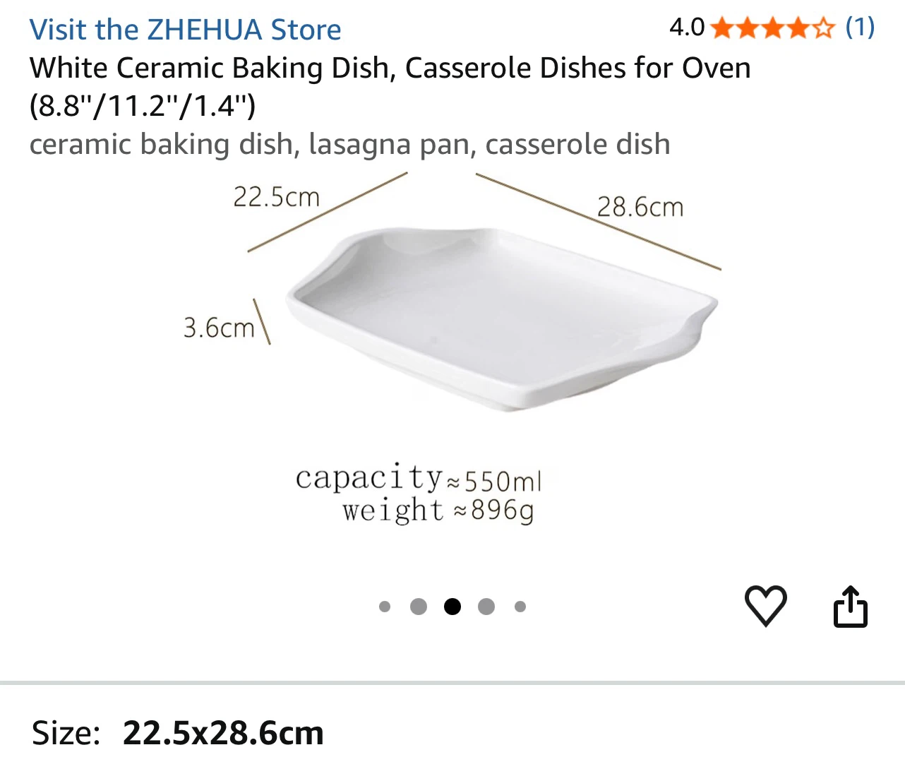 White Ceramic Baking Dish, Casserole Dishes for Oven - photo 3