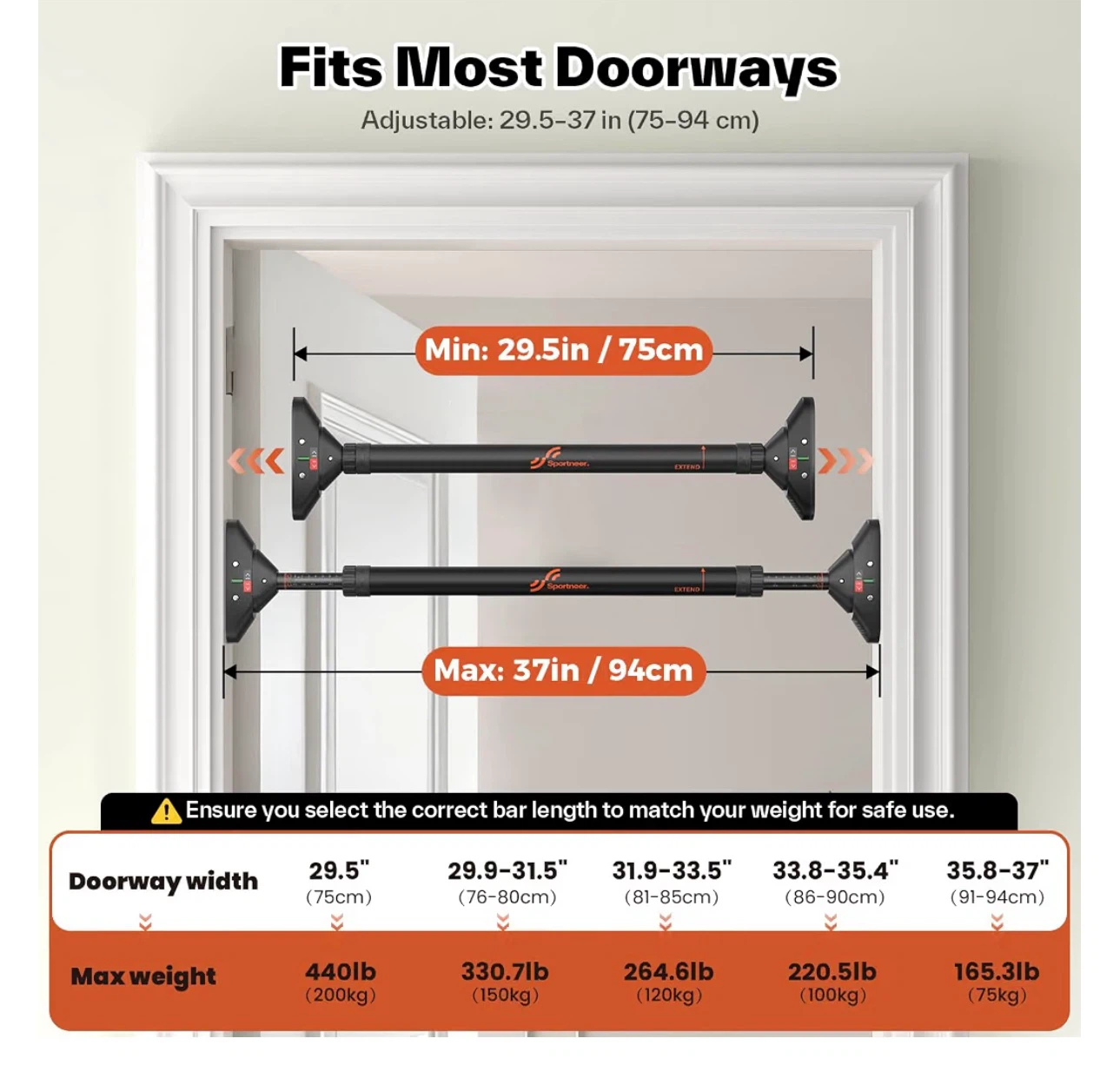 NEW Sportneer Pull Up Bar - photo 3