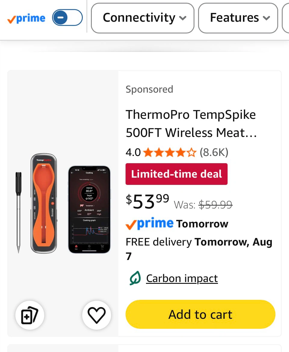 ThermoPro TempSpike 500FT Wireless Meat Thermometer