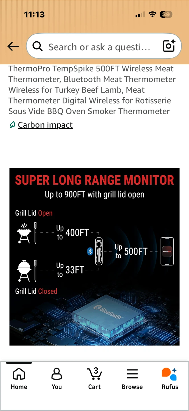 ThermoPro TempSpike 500FT Wireless Meat Thermometer - photo 3