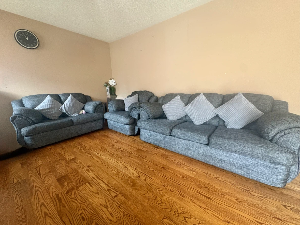 Grey Sectional Sofa with 5 Throw Pillows