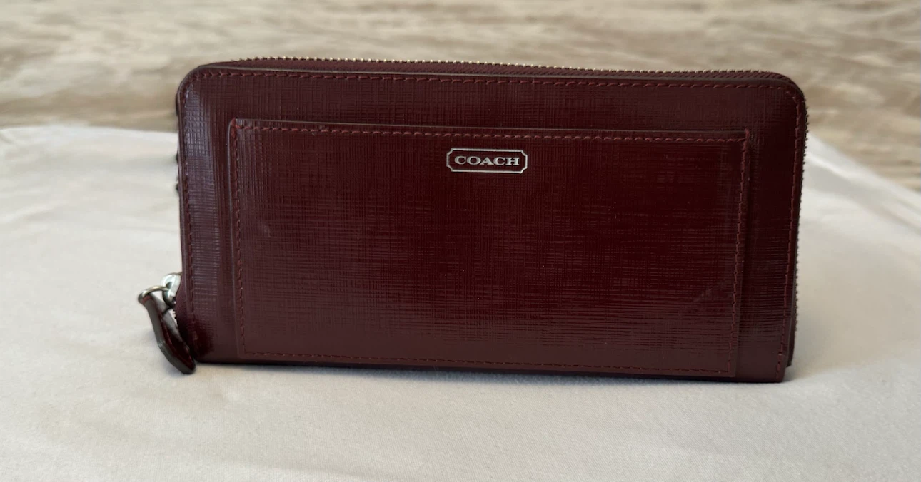 Coach Saffiano Leather Zip Around Wallet