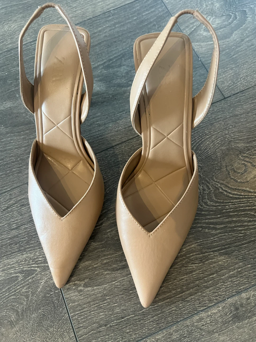 ZARA Beige Pointed Toe Slingback Heels - photo 3