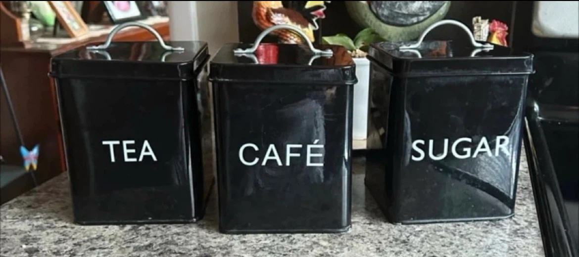 Black Tea, Coffee, and Sugar Canister Set