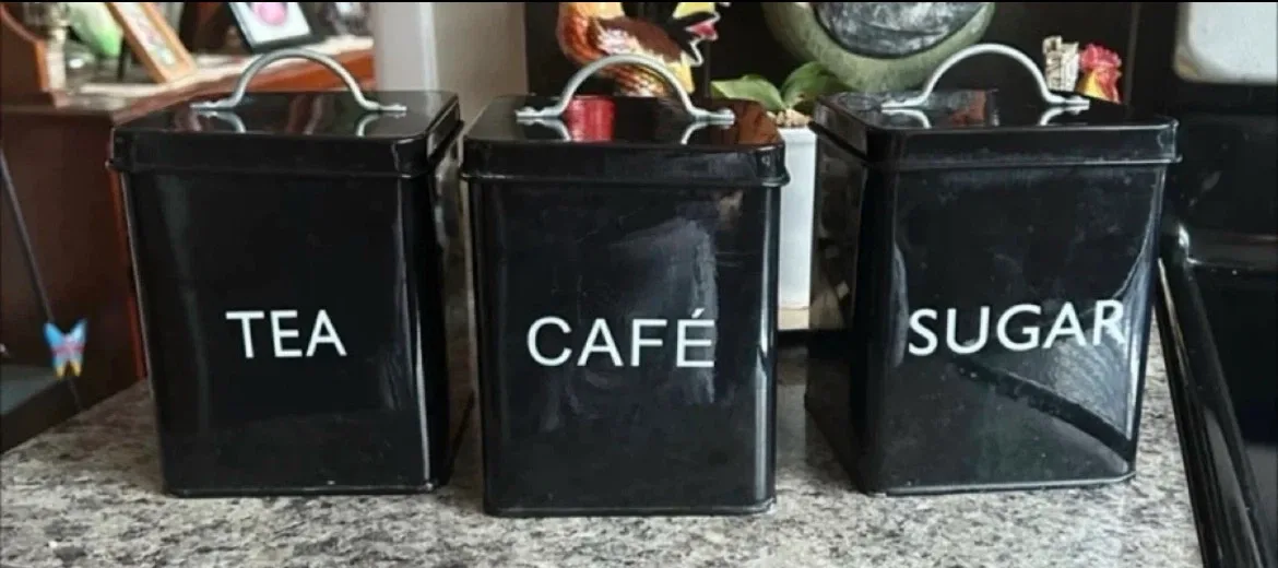 Black Tea, Coffee, and Sugar Canister Set