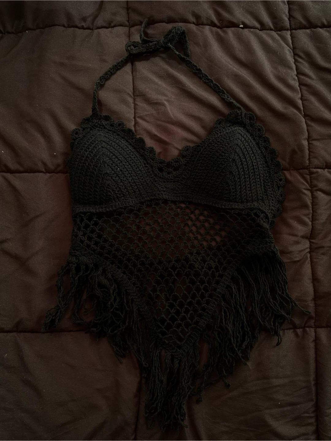 Black Crochet Bikini Top