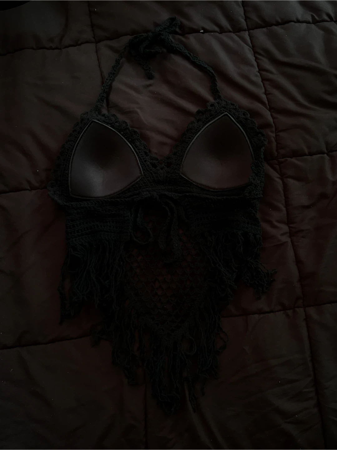 Black Crochet Bikini Top - photo 2
