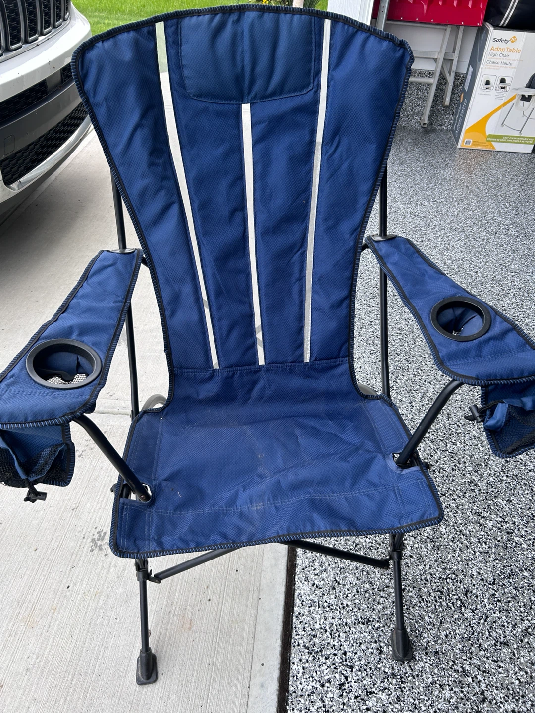 Blue Folding Camping Chair with Cup Holder