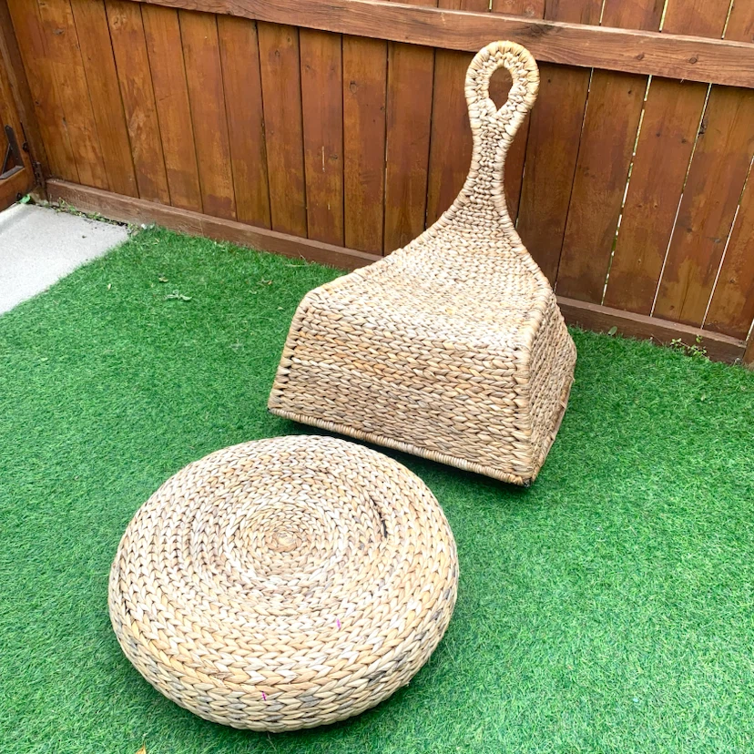 Wicker Accent Chair Ottoman Boho Furniture Natural Woven Decor