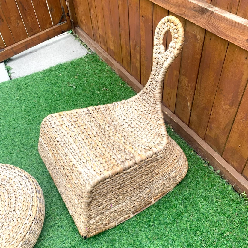 Wicker Accent Chair Ottoman Boho Furniture Natural Woven Decor - photo 5