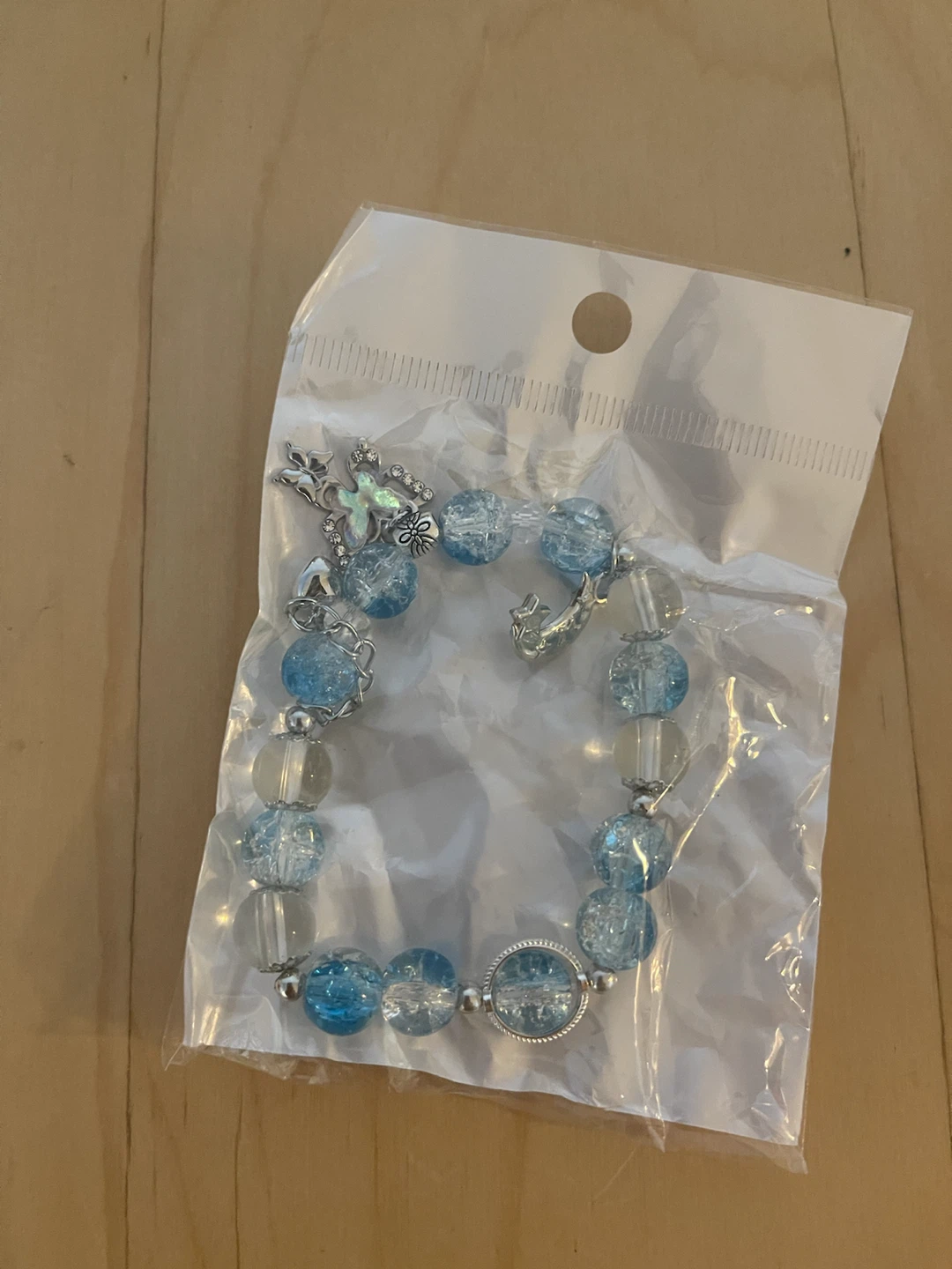 Blue Beaded Charm Bracelet