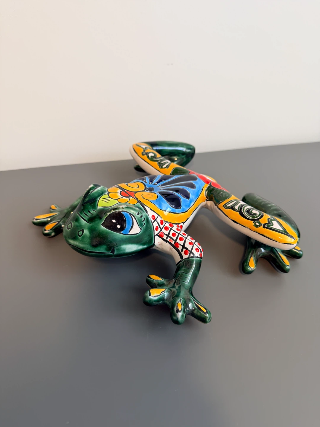 Talavera Style Ceramic Mexican Frog Figurine