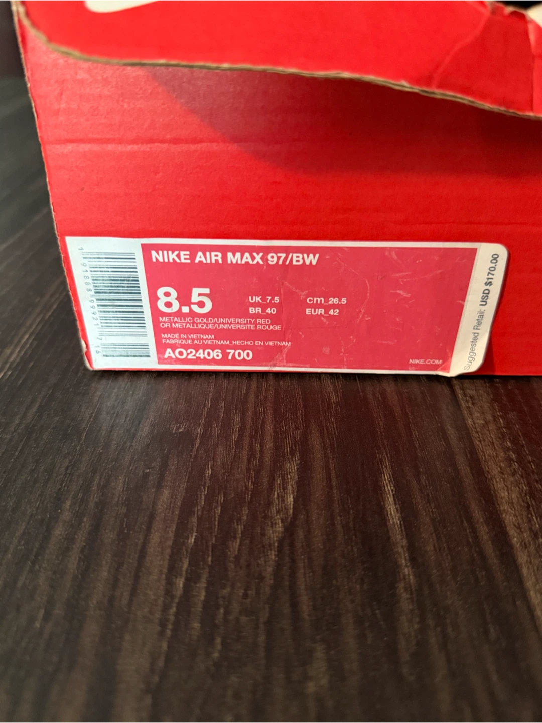 Nike Air Max 97/BW Gold Red Sneakers - photo 5