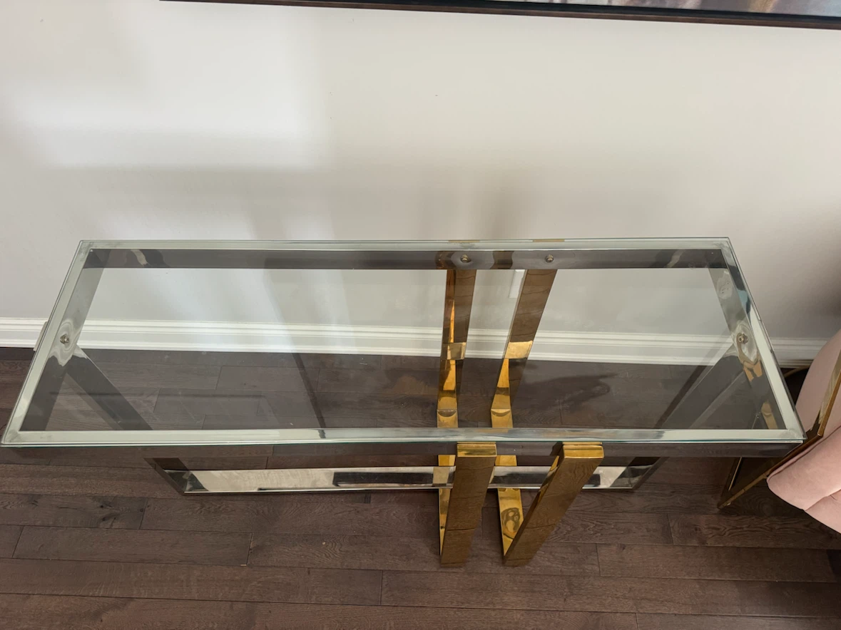 Modern Glass Console Table – Chrome & Gold - photo 4