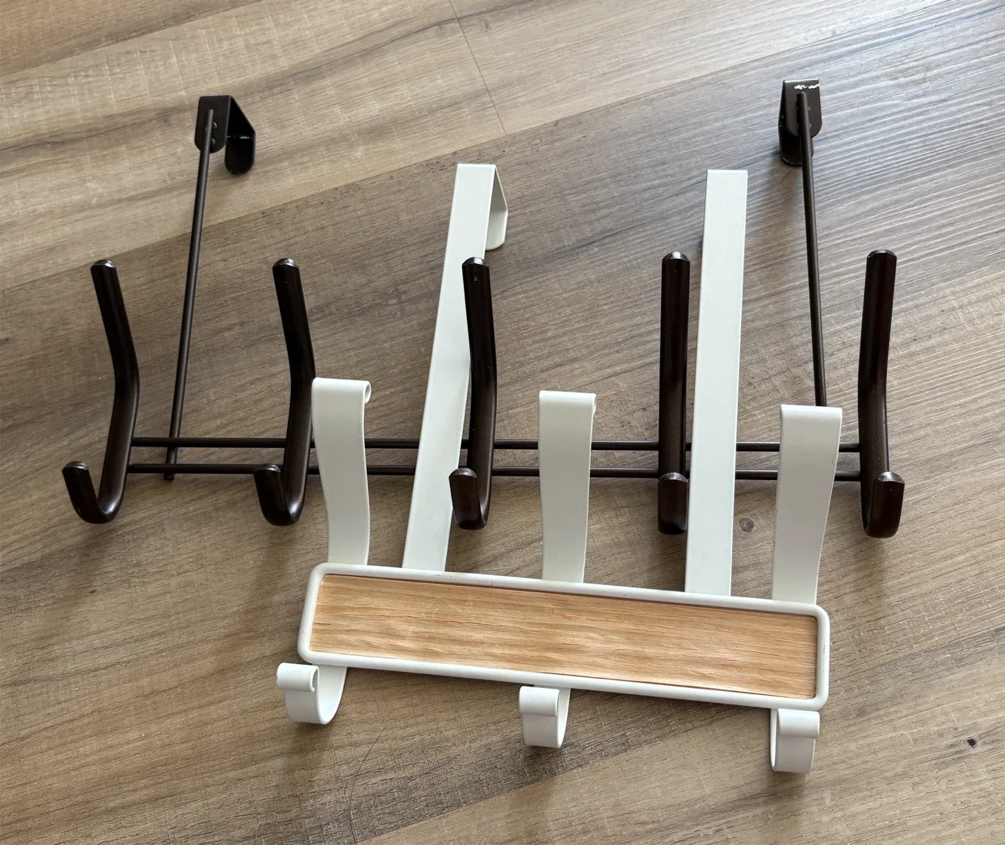 Over-the-Door Hook Rack with Wooden Accent