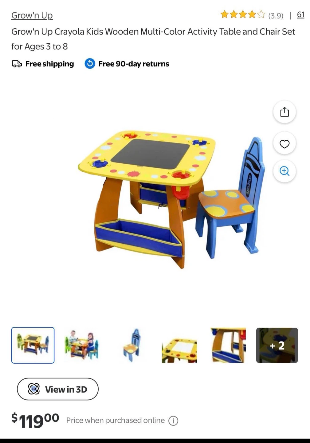 Crayola Kids solid Wood Activity Table and Chair Set - $25