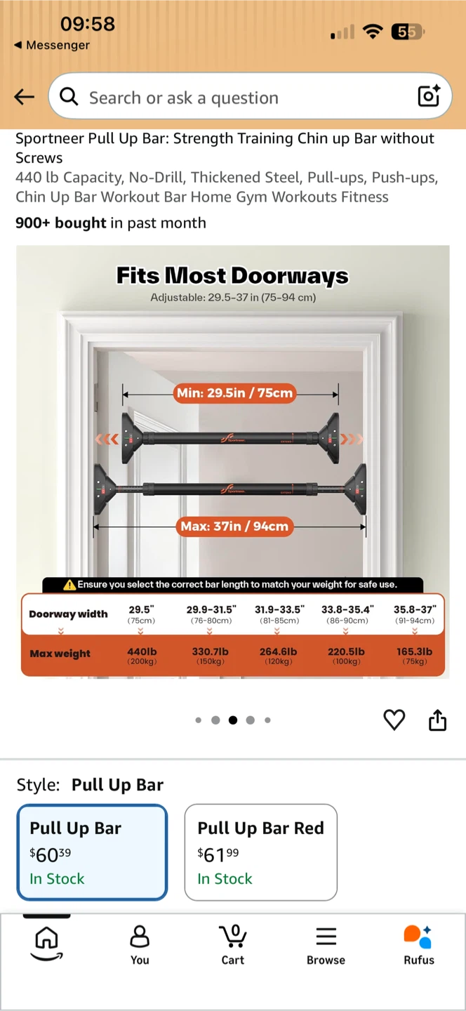 Brand new pull up bar $65 with tax from Amazon selling at half - photo 4