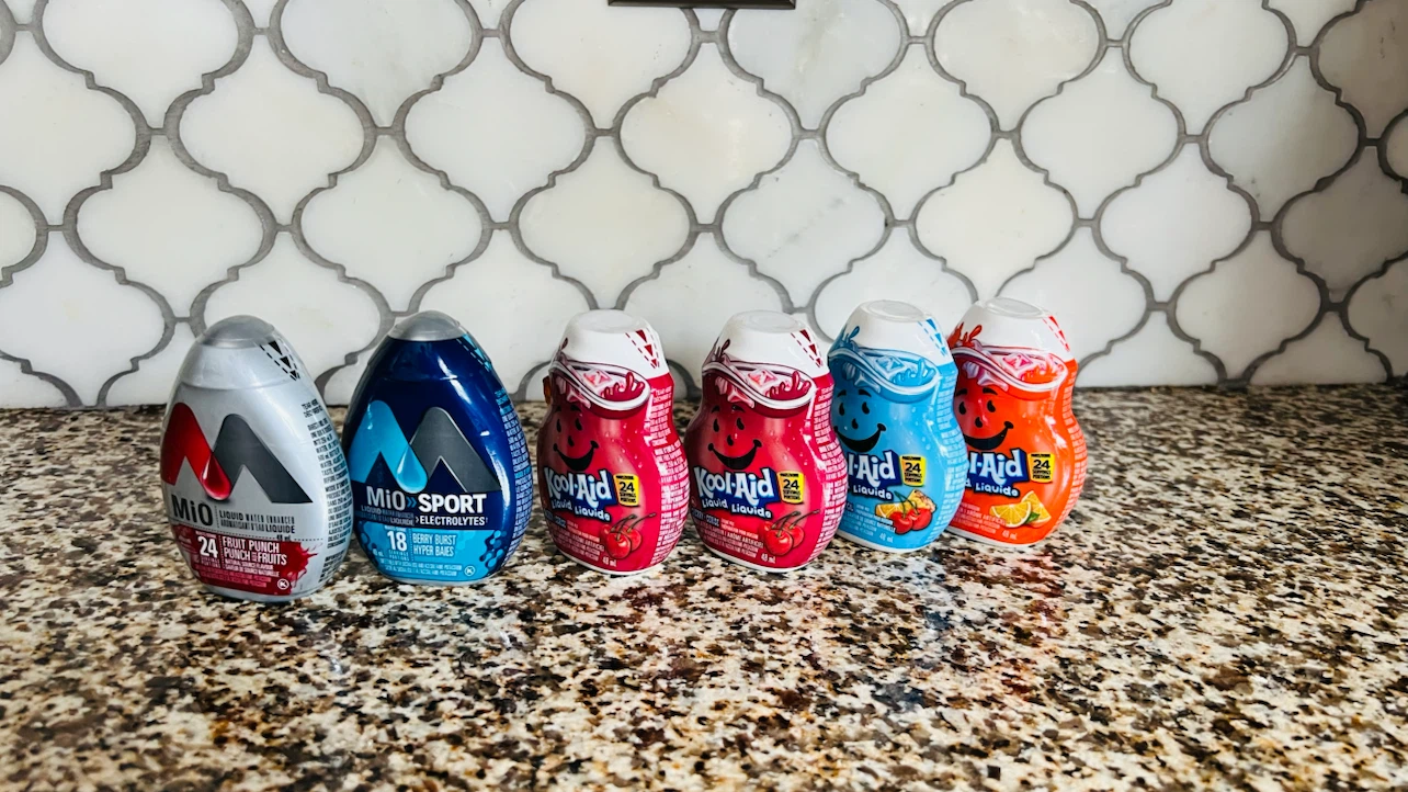 Kool-aid and Mio liquid water flavour