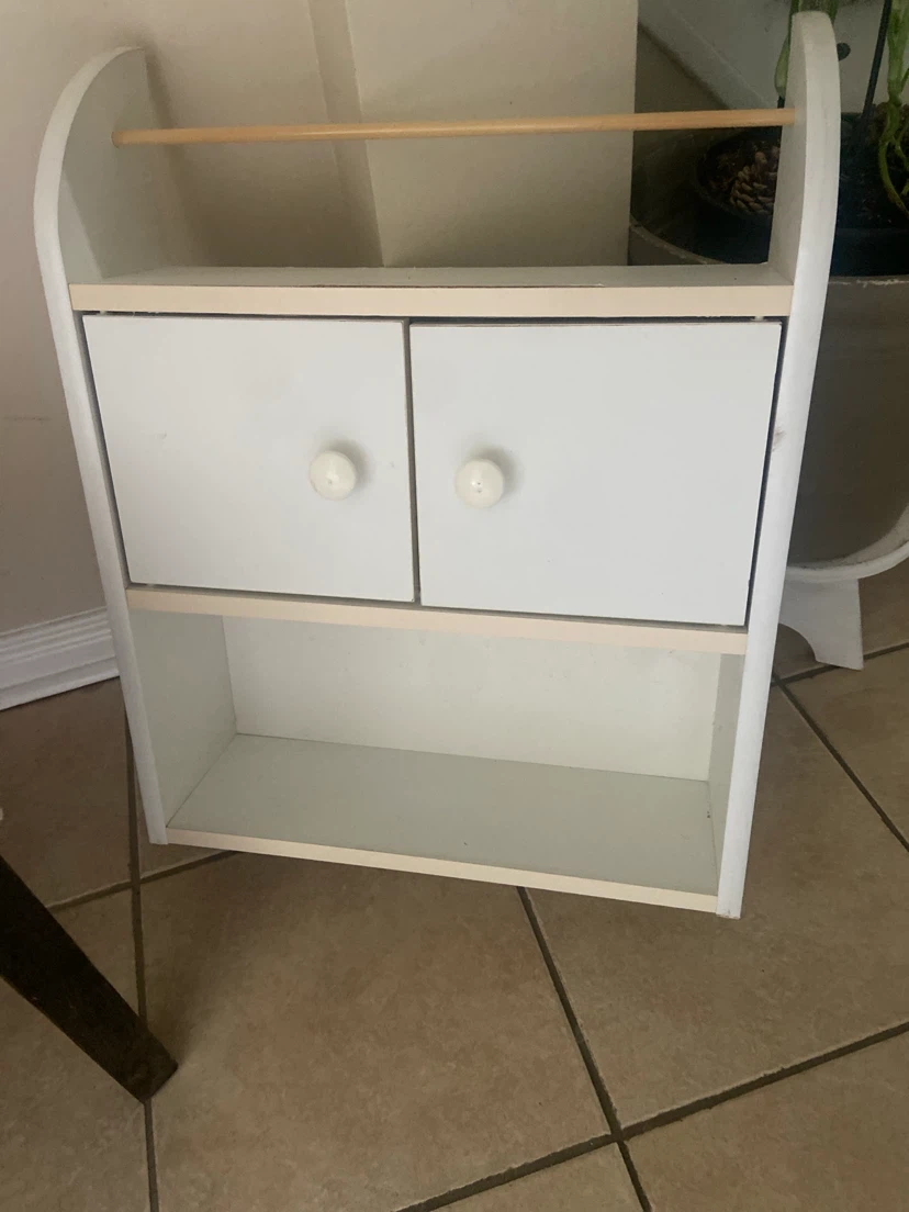 White Wooden Shelf with Cabinet