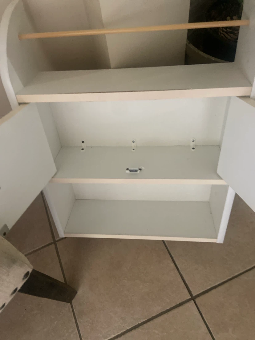 White Wooden Shelf with Cabinet - photo 2
